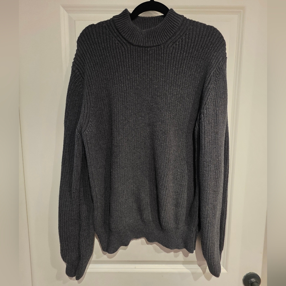 Mens Slate & Stone Mockneck Relaxed Fit Sweater, L, Like New